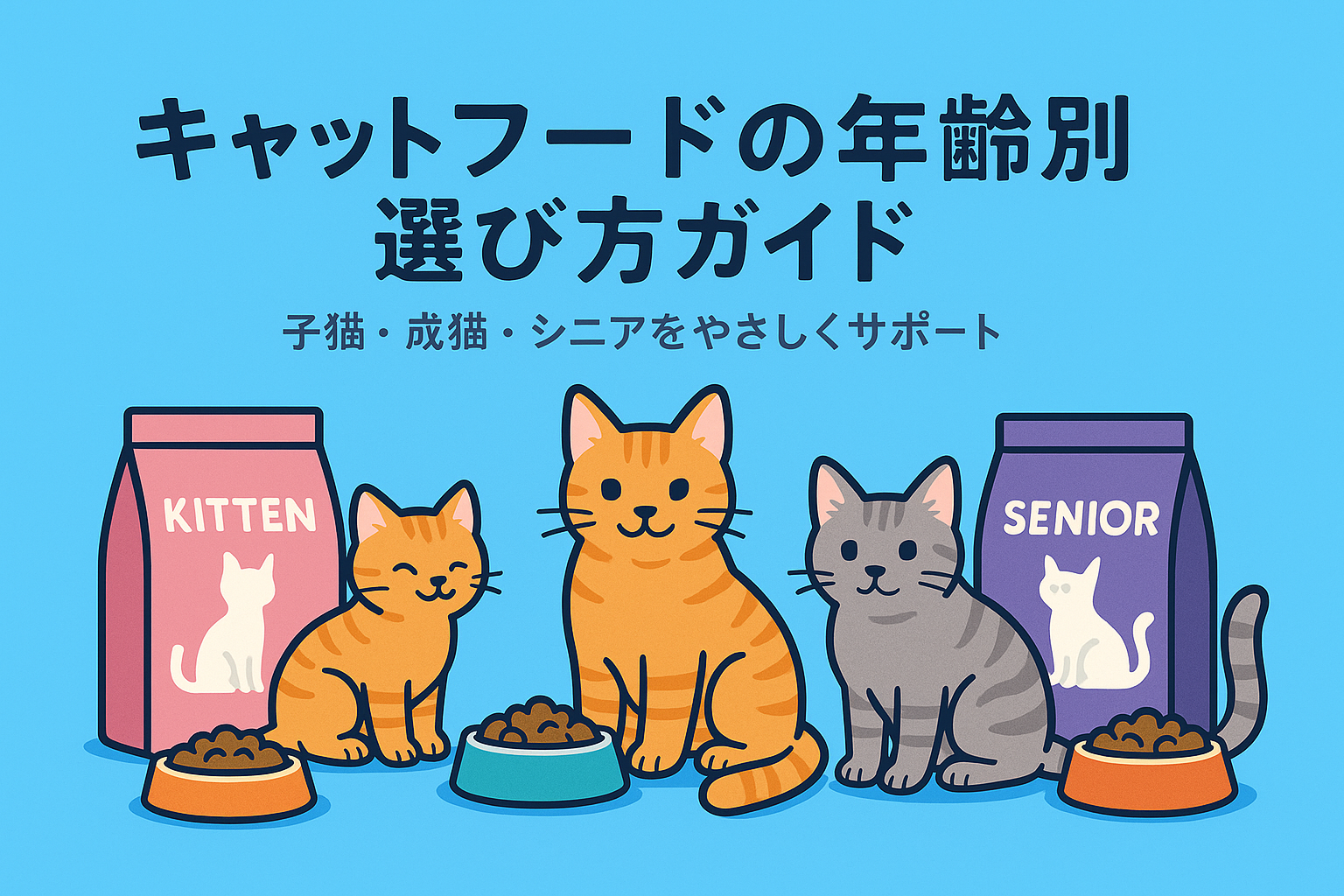 キャットフードの年齢別 選び方ガイド|子猫・成猫・シニアをやさしくサポート