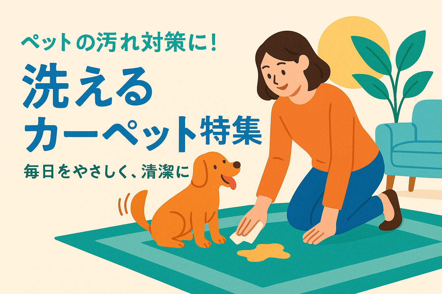ペットの汚れ対策に!洗えるカーペット特集|毎日をやさしく、清潔に