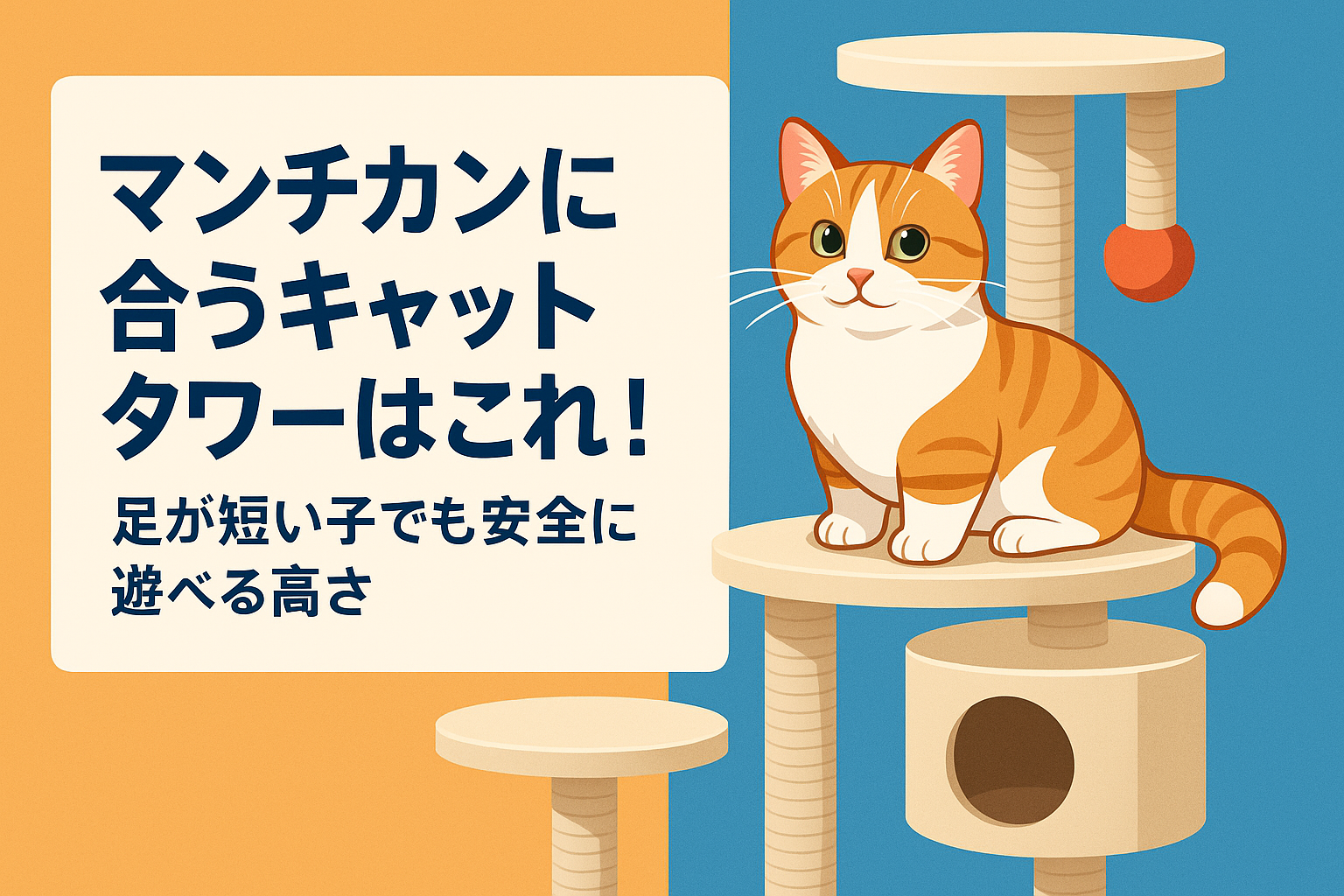 マンチカンに合うキャットタワーはこれ！足が短い子でも安全に遊べる高さとは